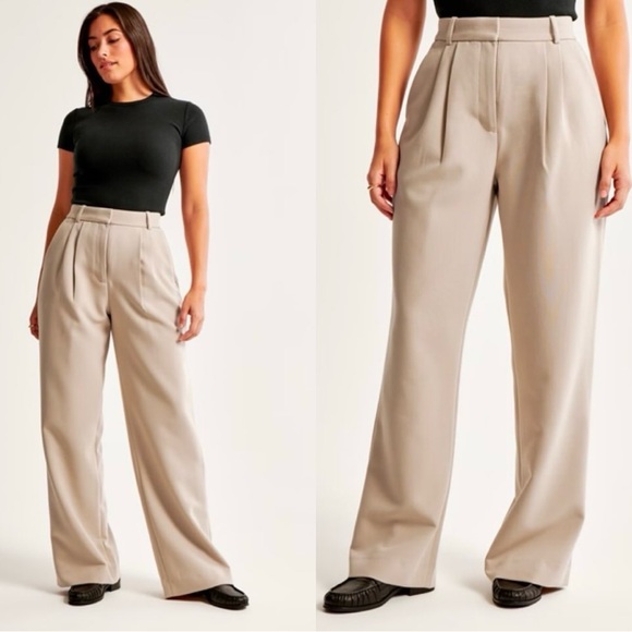 Abercrombie & Fitch Pants - Abercrombie & Fitch High Rise Wide Leg Trousers Size 12 Beige CBK Style